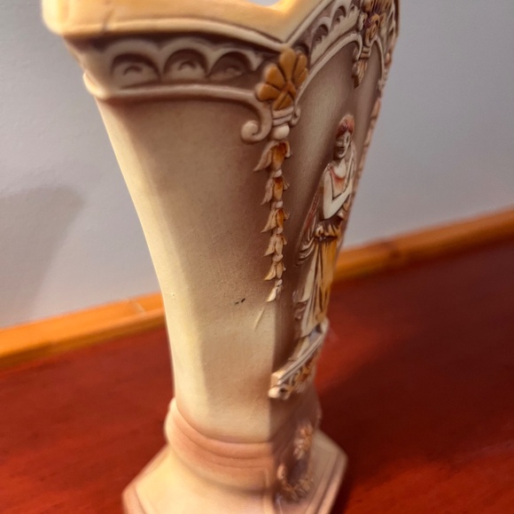 Antique Shafer & Vater Jasperware Porcelain Vase-Woman with Harp-made in Germany - Picture 2 of 10
